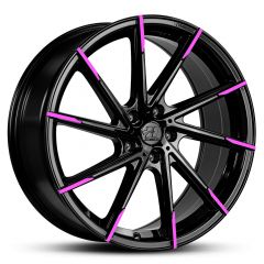  Wheel HUSSLA ALZ GLOSS BLACK BRIGHT PINK TIPS